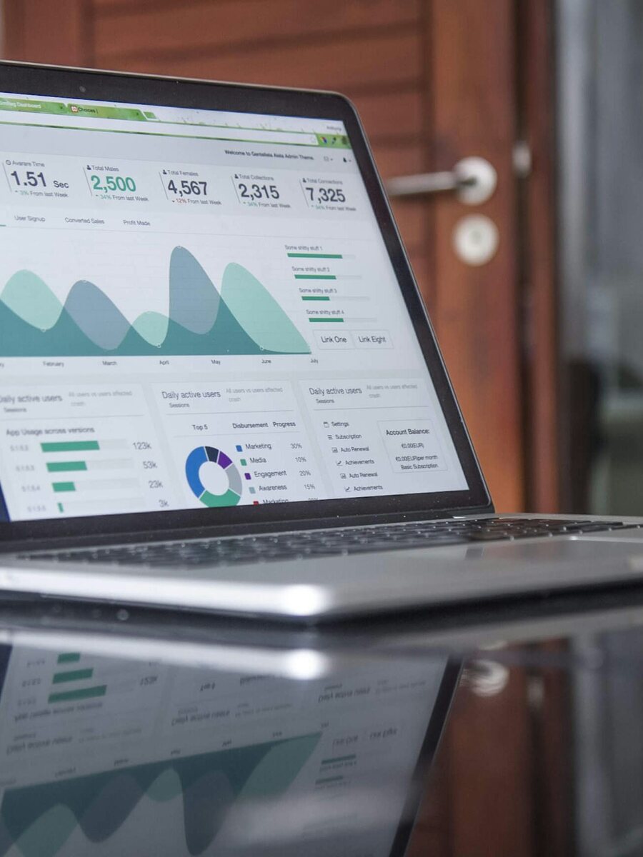 ERP dashboard on a business system